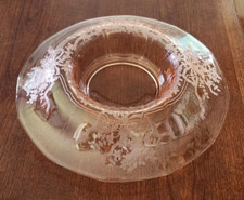 Vintage Pink Depression Glass Etched Frosted Console Bowl 10