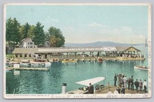Winnipesaukee Pier Motor Boat Rentals Weirs Beach NH New Hampshire Postcard 1914 picture