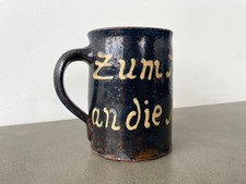Authentic WW1 German Soldier Conscription Beer Mug - Folk Pottery Mug Ceramics picture
