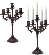 2 Pcs 5 Arm Black Candelabra 16.7
