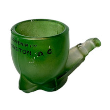 ANTIQUE WASHINGTON DC DEPRESSION GREEN Souvenir Glass Pipe picture