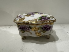 Antique Hand Painted Nippon Porcelain Footed Trinket Box picture