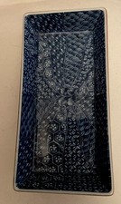 Vintage Fitz and Floyd Blue Mosaic Rectangular Tray Japan Kozan Gama Porcelain picture