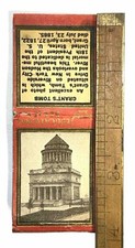 Antique 1930s Image Picture Matchbook Diamond US President Grants Tomb New York  picture