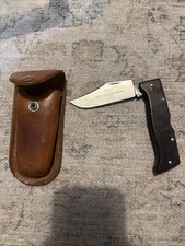 Vintage Imperial Wildcat Skinner Folding Hunter Stainless Knife With Wooden... picture