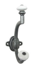 Antique Pewter Coat Hook Front Mount - Two Prong picture