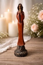 Southern Living At Home Santos Praying Angel Figurine Rust Brown Wood Look 14 picture