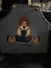 HandPainted Raggedy Ann on Slate Hanging Plaque Folk Art Primitive Decor Signed picture