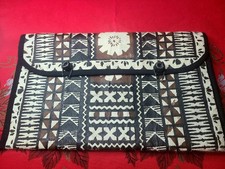VTG Pacific Island FIJI Tonga? Tapa Tree Bark Cloth Clutch/Envelope Purse 7 X 12 picture