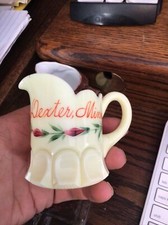 3.25” CUSTARD GLASS PITCHER DEXTER MN MOWER COUNTY . AUSTIN . MINNESOTA 1910’s  picture