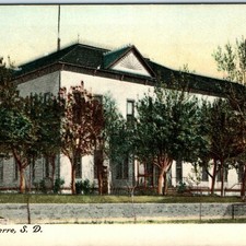 c1900s Pierre SD Old First Capitol Building Postcard South Dakota Coat of Arms picture