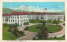 1931 State Sanatorium Hamburg PA Postcard Sabold-Herb Co. Pennsylvania Flag picture