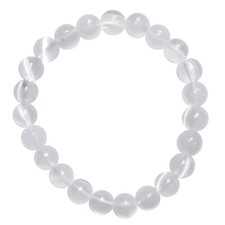 CHARGED Natural Selenite Crystal 8mm Bead Stretchy Bracelet + Selenite Heart picture