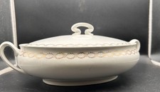 Steubenville China Co White & Gold Tureen w/ Lid & Handles 1 qt 1880s picture