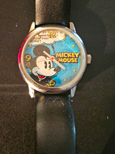 Disney Mickey Mouse  75thAnniversary Watch Vintage Cosmic Tin F325781 New Batter picture