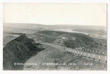 Panoramic View Overlooking Chamberlain, South Dakota RPPC picture