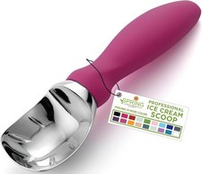Spring Chef Heavy Duty Metal Ice Cream Scoop Magenta Non Slip Handle picture