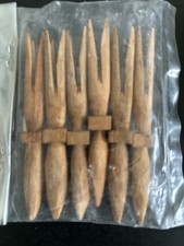 Vintage Fiji Islands Tribal Carved Wood Cannibal Forks 4 Prong Ceremonial Tool picture