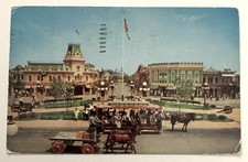 Vtg 1950's Disneyland Postcard Town Square On Market Street USA RARE picture
