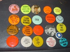 HIPPIE ERA VINTAGE 1960's & 1970's 1.5 INCH BUTTON COLLECTION LOT of 20 NICE #15 picture