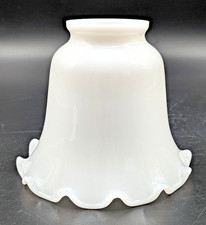 NOS White Milk Glass Crimped Rim Hand Blown Glass Shade, 2-1/4” Fitter picture