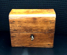 19th Century Wooden Perfume Box with 3 Bottles & Original Key - Rich Patina picture