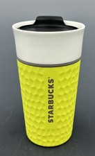 BRAND NEW 2016 Starbucks Coffee Ceramic Travel Tumbler NEON Yellow Hammered picture