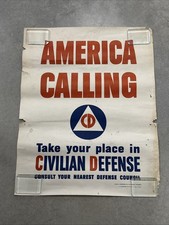 Original 1941 WWII “America Calling” Civilian Defense Poster 28x22 USGPO picture