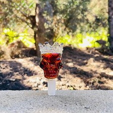 Premium 14mm Thick Glass Red Skull King in Crown Bowl Head for Water Bong picture