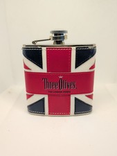 Three Olives-The London Vodka-Union Jack Leather Wrap-6oz Stainless Steal Flask picture