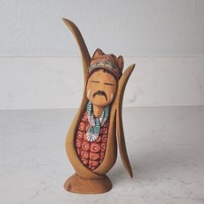 DINE YAZHI Native American Navajo Hand Carved Wood Corn Maiden SIGNED picture