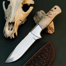8.9 Inch Camping Outdoor Bush craft Full tang Knife D2 Blade + Ram Horn Handle picture
