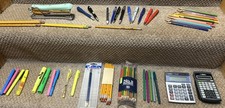 VTG OFFICE SUPPLIES LOT Pencils, Hi-liter, Pens, Mint Ace stapler,  Calculator picture
