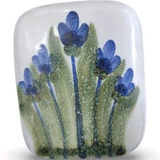 Vintage Simão Portugal Terracotta Trinket Box HandPainted Blue Floral Ceramic  picture