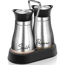 Salt and Pepper Shaker Set with Stand,4 OZ Stainless Steel Salt and Pepper Shake picture