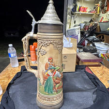 Schmid Germany Lidded Beer Stein Tiroler Leben Breweriana Stein picture