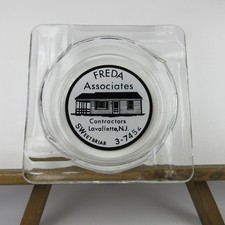 VINTAGE ADVERTISING GLASS ASHTRAY FREDA ASSOCIATES CONTRACTORS LAVALLETTE N.J. picture