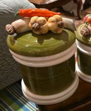 Arnart 5th Ave Garden Harvest Hand Painted Vintage Ceramic Canister Set-4Pc picture