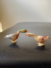 Antique Miniature Asian Birds Ducks Amulet Hand Carved Painted Curio Chinese picture