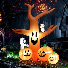 8 FT Halloween Inflatable Dead Tree with Pumpkins Blow up Yard Decoration picture