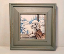 White Poodle Dog Winter Scene 4