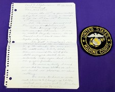 Exceptional WW2 US Marine First-hand Account of Battle of Okinawa & USMC Patch picture