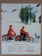 1960s HONDA TRAIL Motorcycle Moped Skiing Snow Original Vintage Poster Print Ad picture