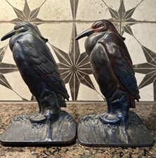 Antique Albany Foundry Cast Iron Heron Egret Stork Bird Bookends Doorstops picture