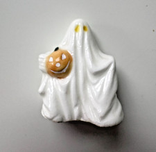 Vintage Bug House Miniature Halloween Ghost with Pumpkin Porcelain Japan picture