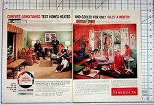 1950s Owens-Corning Fiberglas Ad Mid-Century Modern Home Living Vintage Print picture