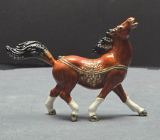CIEL Jeweled Running Horse Trinket Box Brown Enamel Austrian Crystal Hinged picture