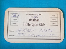 Vintage Membership Card 1955 Oakland Motorcyle Club July 1955 Albert Costa Rare picture