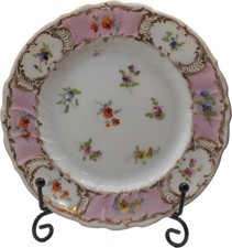 Antique Richard Klemm Dresden Porcelain 5  Plates Hand Painted Flowers Gilt Pair picture