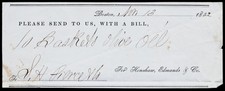 1852 Henshaw Edmands & Co Boston MA S.S. Pierce Handwritten Order Document picture